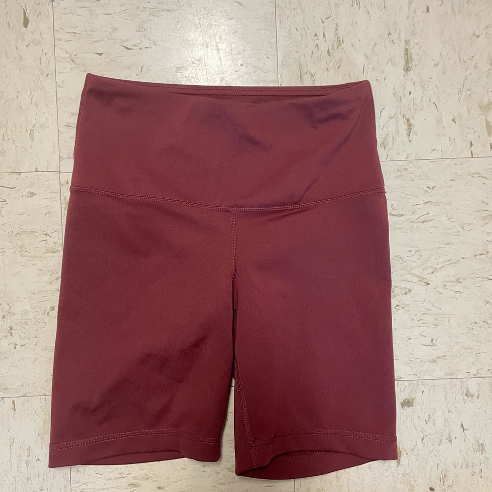 red/maroon biker shorts